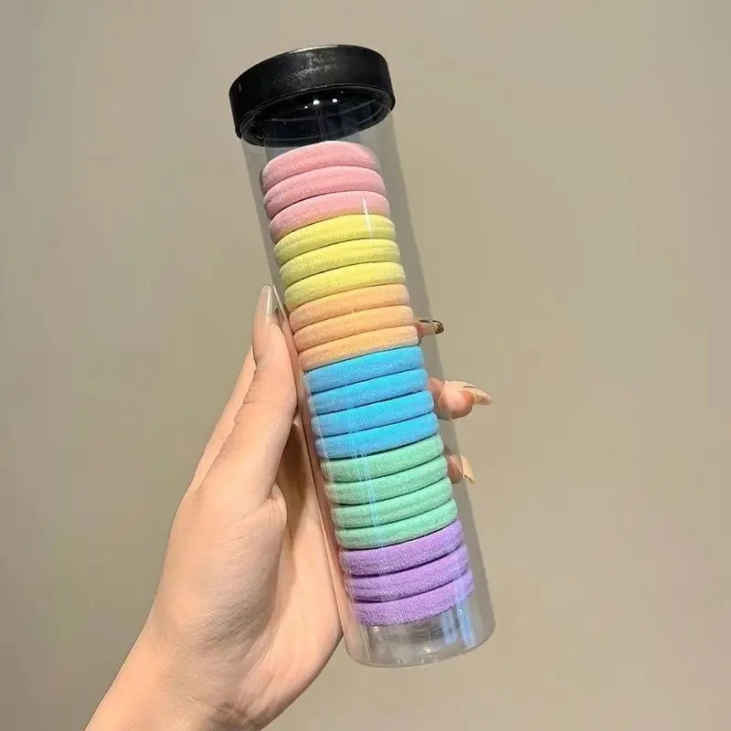 Set 20 elastice pentru par, culori roz – galben – portocaliu – bleu – verde menta – mov – material premium din elastan, rezistent, elastic si delicat cu parul [2]