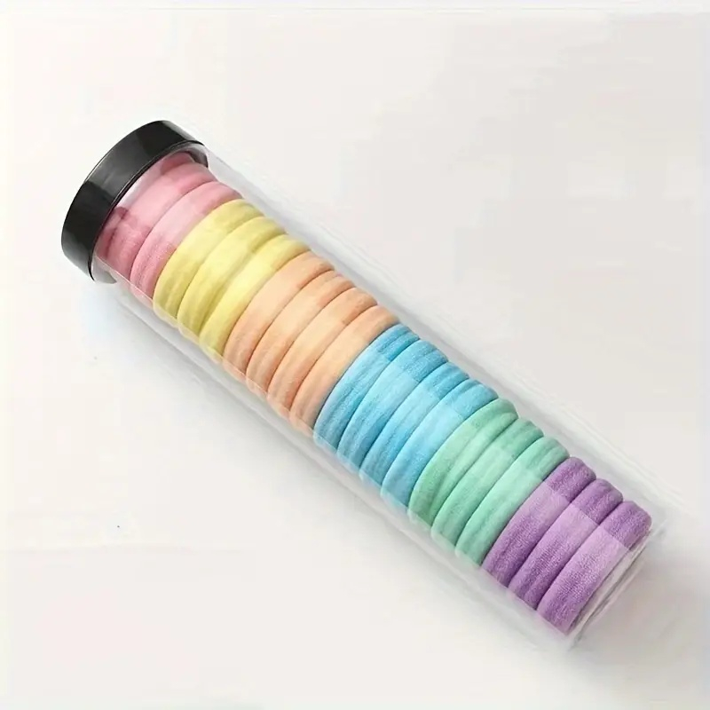 Set 20 elastice pentru par, culori roz – galben – portocaliu – bleu – verde menta – mov – material premium din elastan, rezistent, elastic si delicat cu parul [3]