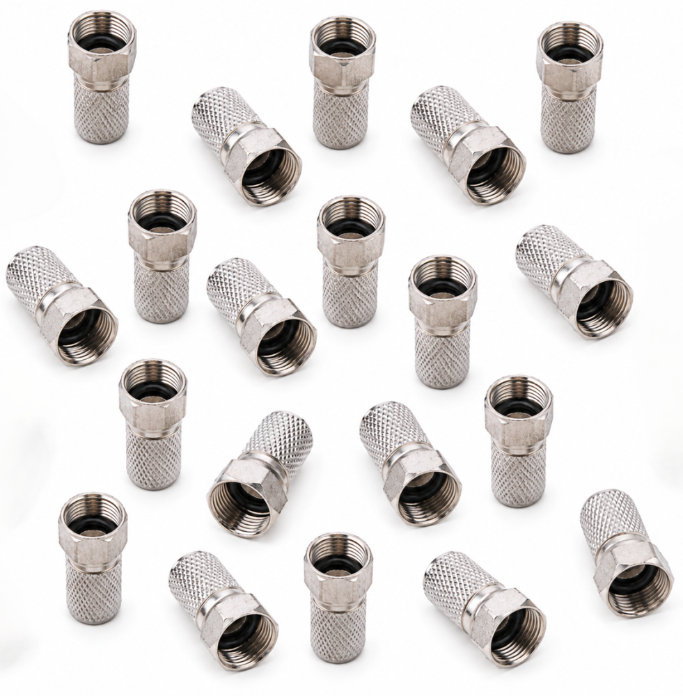 Set 20 mufe F HQ 6.6 mm cu garnitura, conectori coaxiali metalici pentru cablu RG6, montaj prin infiletare, compatibili TV digital, satelit, CATV si CCTV [2]