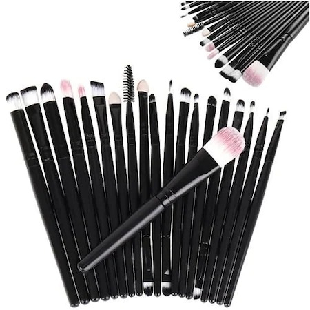 Set 20 pensule de machiaj,make up,manere din lemn - Negru [4]