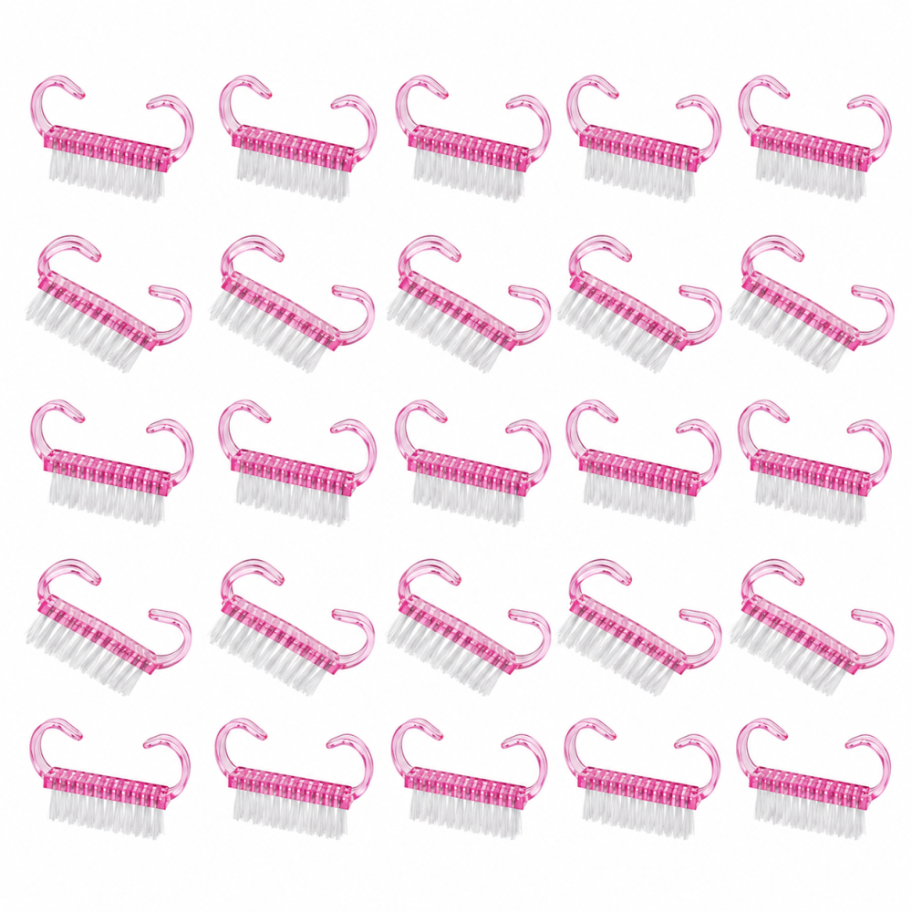 Set 20 Perii pentru Curatarea Unghiilor, Peri Moi si Rezistenti, Design Ergonomic cu Prindere Dubla, 6.5 x 3.2 x 1.5 cm, Roz Transparent [2]