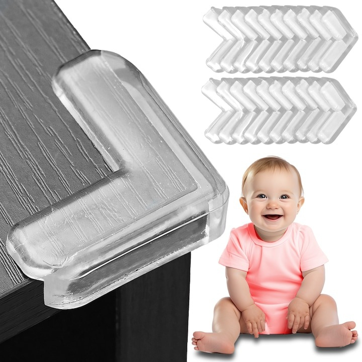 Set 20 protectii pentru colturi mobila, silicon, transparent, pentru siguranta copiilor [2]