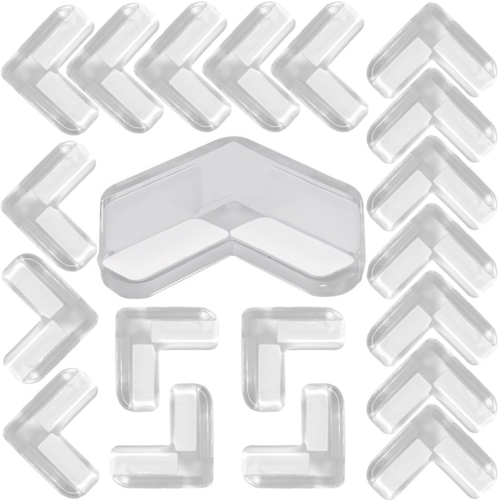 Set 20 protectii pentru colturi mobila, silicon, transparent, pentru siguranta copiilor