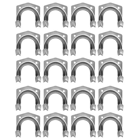 Set 20 suporturi metalice pentru perete, organizare furtunuri, cabluri si unelte, otel zincat, 7 x 5,5 x 6,5 cm fiecare, argintiu, kit complet de montaj [7]