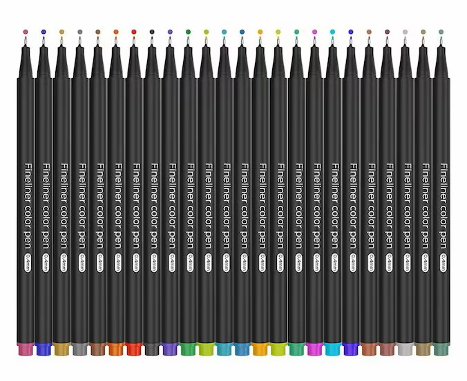 Set 24 finelinere multicolore, varf fin 0,4 mm, pixuri colorate pentru desen [5]