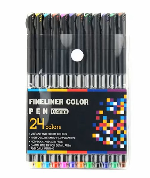 Set 24 finelinere multicolore, varf fin 0,4 mm, pixuri colorate pentru desen [1]