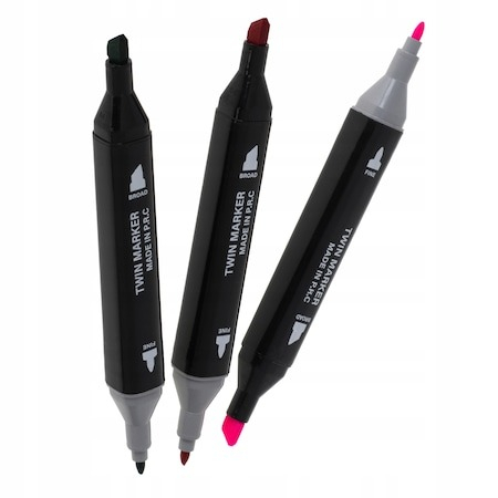 Set de 24 markere colorate,1 varf rotund subtire,1 varf inclinat gros,geanta depozitare inclusa [3]