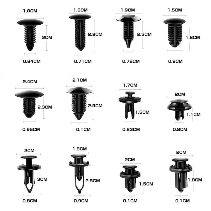 Set 240 clipsuri/ cleme auto universale de fixare, 12 dimensiuni diferite [4]