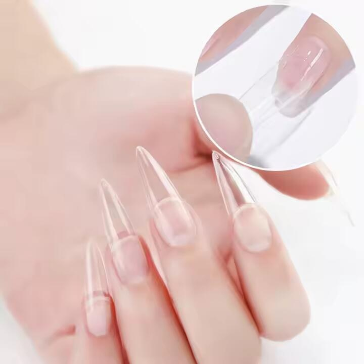 Set 240 tipsuri pentru unghii, ABS, flexibile, durabile, 5 marimi diferite, transparent, cutie depozitare [6]