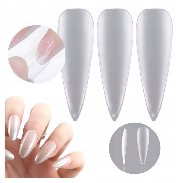 Set 240 tipsuri pentru unghii, ABS, flexibile, durabile, 5 marimi diferite, transparent, cutie depozitare [2]