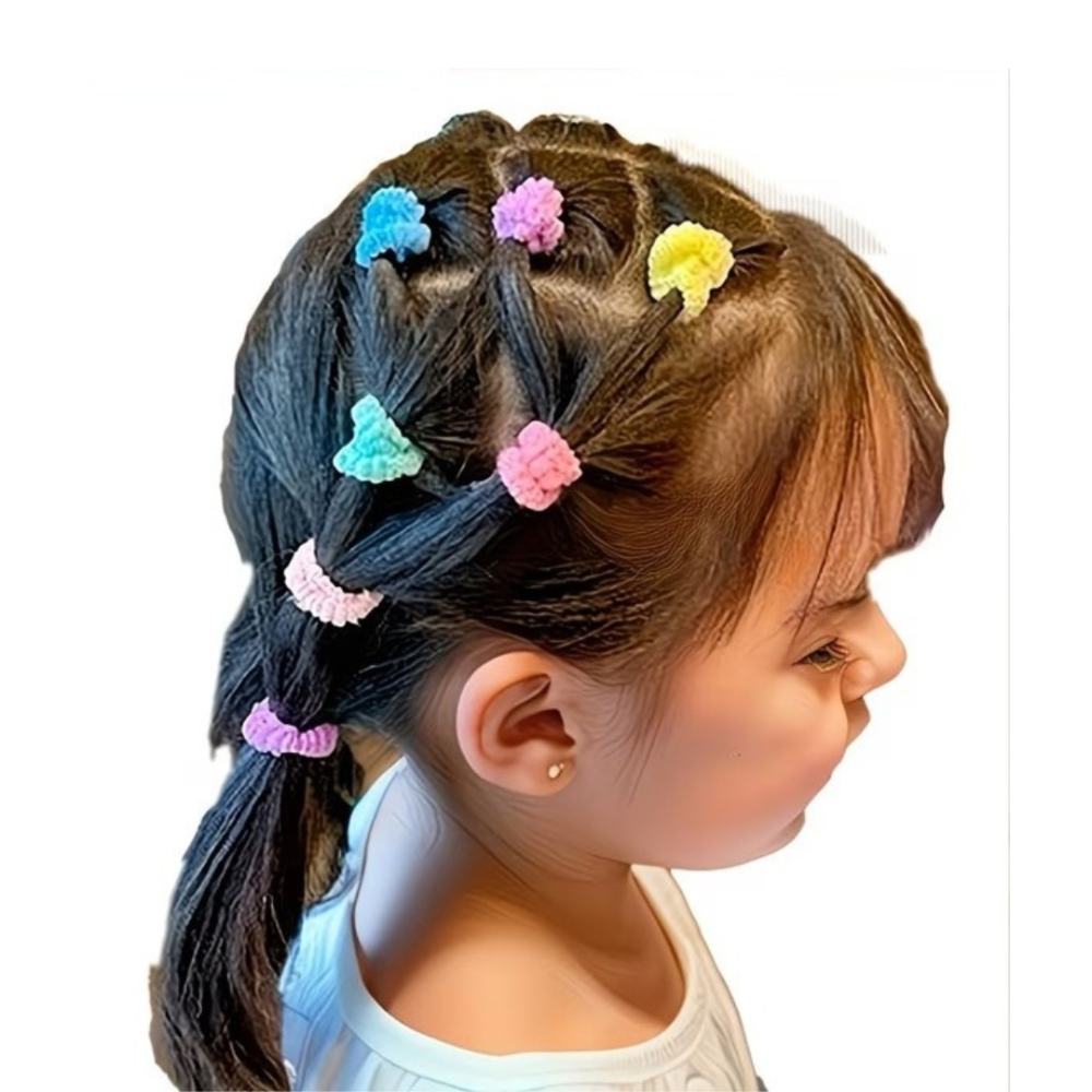 Set 25 elastice par multicolor, material textil moale, cutie transparenta depozitare [3]