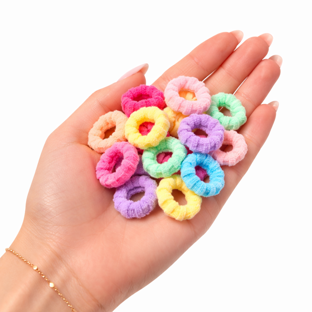 Set 25 elastice par multicolor, material textil moale, cutie transparenta depozitare [5]