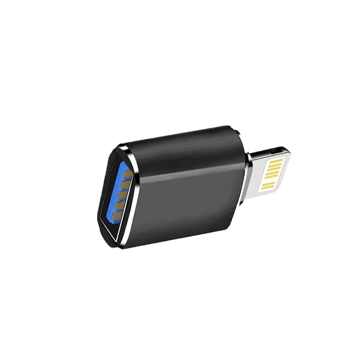 Set 2x Adaptor Conversie USB 3.0 la lightning, USB-A, lightning - Negru [4]