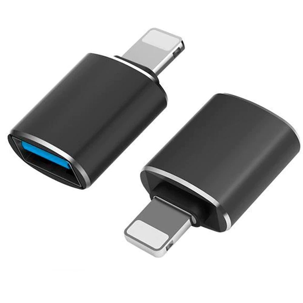 Set 2x Adaptor Conversie USB 3.0 la lightning, USB-A, lightning - Negru