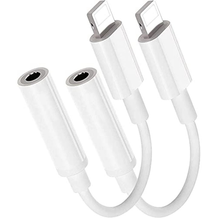 Set 2x Adaptor USB-iphone - Jack 3.5mm, lungime 11 cm - Alb