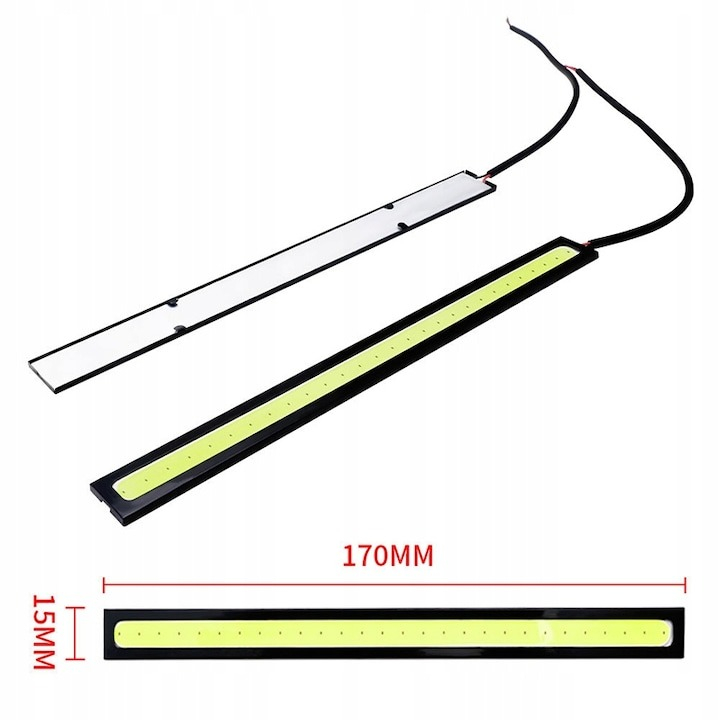 Set 2x Banda auto LED, lumini de zi, putere 12W, 28 LED, culoare alba 6500K, lungime 17 cm [4]