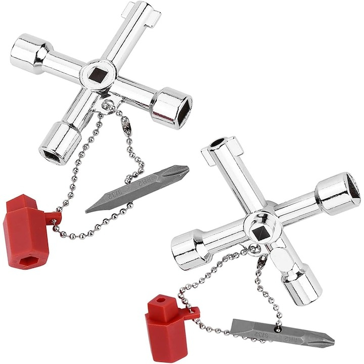 Set 2x cheie universala multifunctionala pentru tablouri electrice 6in1 - Gri