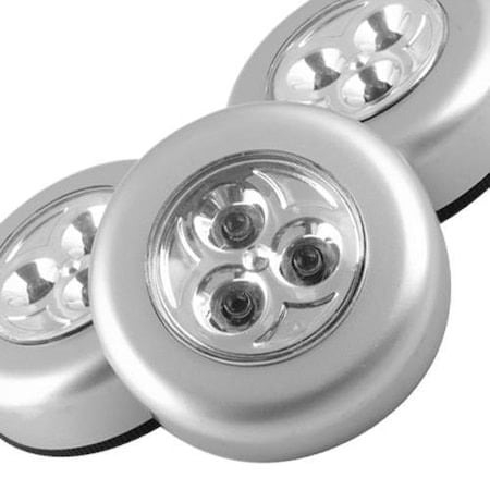 Set 2x Lampa universala autoadeziva cu 3 LED-uri, utilizare baterii de tip AAA - Argintiu [2]