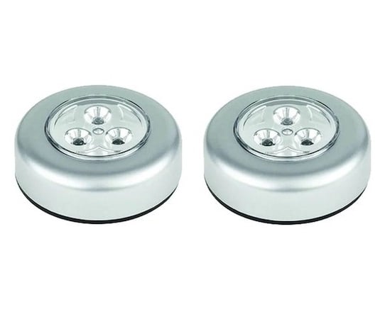 Set 2x Lampa universala autoadeziva cu 3 LED-uri, utilizare baterii de tip AAA - Argintiu