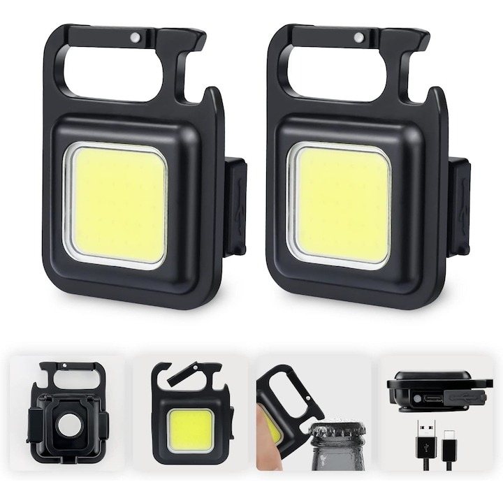 Set 2x mini lanterne camping multifunctionale, desfacator de sticle, magnet, incarcare USB [2]