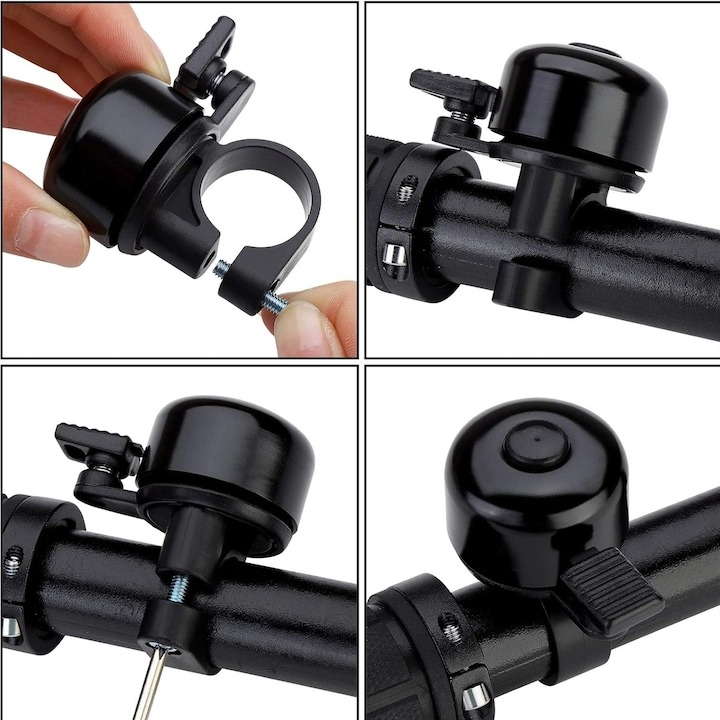 Set 2x Mini sonerie pentru bicicleta din aluminiu,diametru 34 mm - Negru [3]
