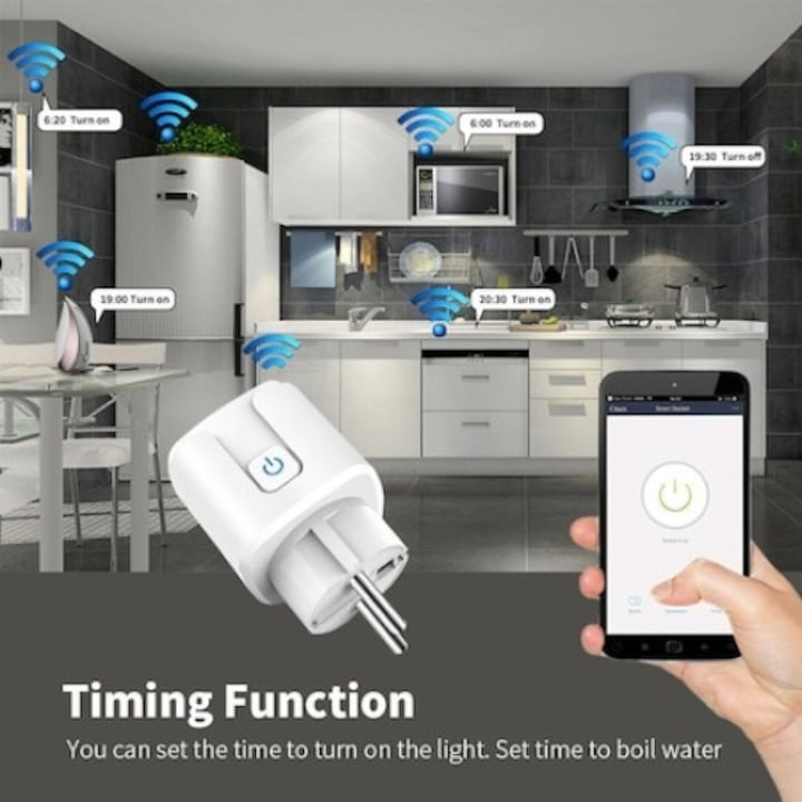 Set 2x Priza inteligenta WiFi,16 Ah, Monitorizare consum energie, conectare Alexa si Google Assistant, Alb [2]