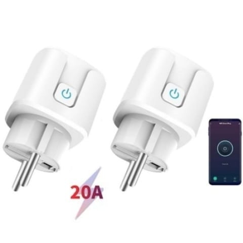 Set 2x Priza inteligenta WiFi,20 Ah, Monitorizare consum energie, conectare Alexa si Google Assistant, Alb