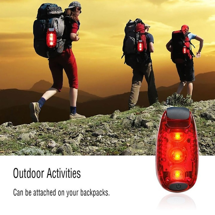 Set 2x Stop spate pentru bicicleta, 3 moduri de iluminare, impermeabil, 5.5 x 3 x 1.5 cm, gri [6]