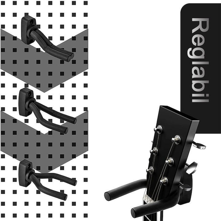 Set 2x suport de perete pentru chitara, acoperit cu spuma, 13 cm, universal, negru [5]