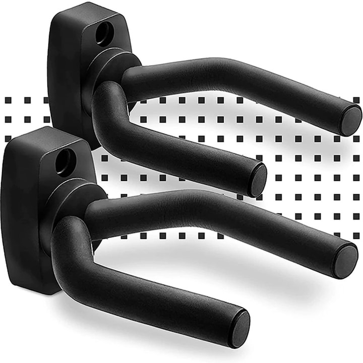 Set 2x suport de perete pentru chitara, acoperit cu spuma, 13 cm, universal, negru [2]