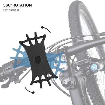 Set 2x Suport telefon din silicon, montare pe ghidon pentru bicicleta, motocicleta, trotineta, rotire 360 grade - Gri [6]