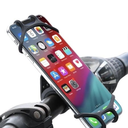 Set 2x Suport telefon din silicon, montare pe ghidon pentru bicicleta, motocicleta, trotineta, rotire 360 grade - Gri [8]