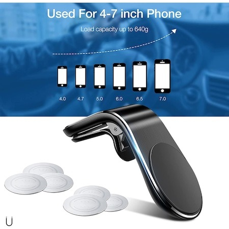 Set 2x suporti telefon auto magnetici cu fixare pe Grila de Ventilatie - Negru [5]