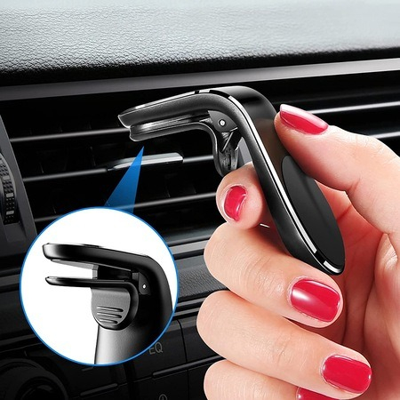 Set 2x suporti telefon auto magnetici cu fixare pe Grila de Ventilatie - Negru [4]