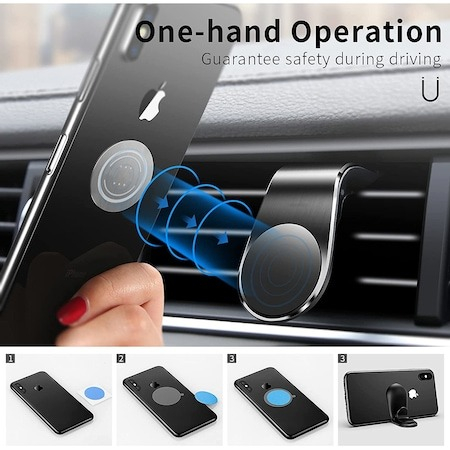 Set 2x suporti telefon auto magnetici cu fixare pe Grila de Ventilatie - Negru [3]