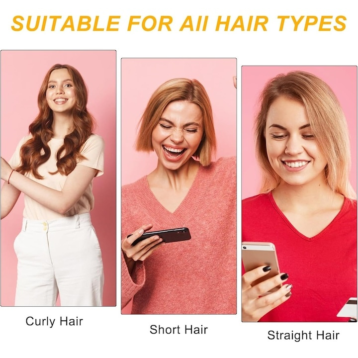 Set 3 bigudiuri, pentru toate tipurile de par, ondulare fara caldura, spuma/metal, flexibile, reutilizabile, 30 x 3 cm, negru [3]