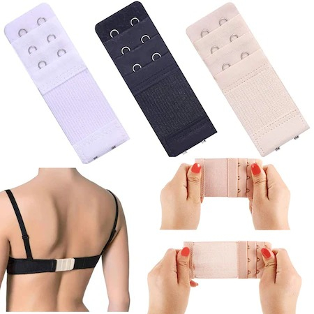 Set prelungire sutien, extensii pentru sutien cu 2 pozitii de prindere, 3 bucati, latime 3.8 cm, negru, crem, alb [3]