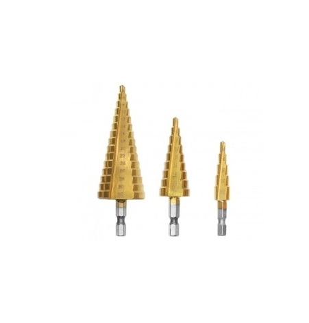 Set 3 burghie conice in trepte din otel, 4-32 mm cu husa de depozitare inclusa [7]