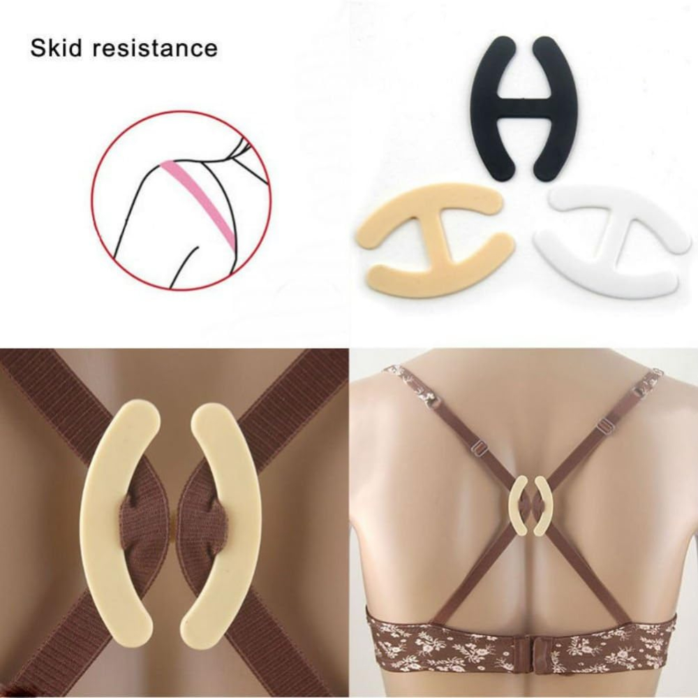Set 3 clipsuri tip H, pentru sutien push up, fixare bretele anti-alunecare, culori diferite, reutilizabile, discret [4]