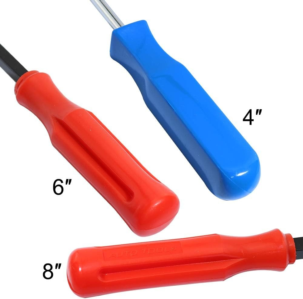 Set 3 extractoare metalice universale pentru demontare clipsuri interior auto, 3 marimi, 4",6",8" - Multicolor [2]