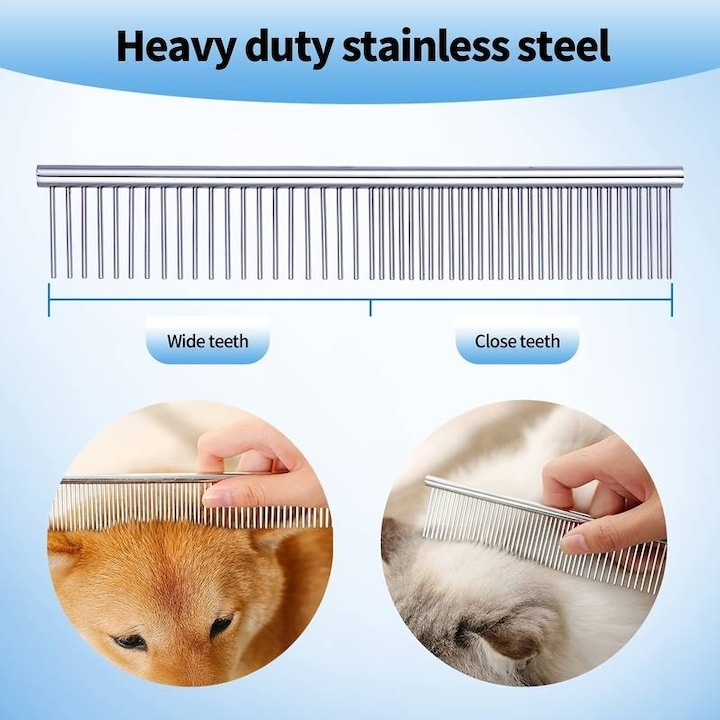 Set 3 foarfece pentru tuns animale si pieptene, cu husa si accesorii, 9 x 3 x 21.3 cm, argintiu – ingrijire completa si sigura pentru caini si pisici [9]