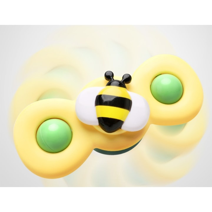 Set 3 jucarii interactive pentru bebelusi, model insecte, tip spinner, cu ventuze, ABS si silicon, rotativ, multicolor [14]