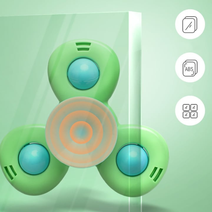 Set 3 jucarii interactive pentru bebelusi, model insecte, tip spinner, cu ventuze, ABS si silicon, rotativ, multicolor [15]