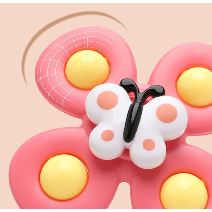 Set 3 jucarii interactive pentru bebelusi, model insecte, tip spinner, cu ventuze, ABS si silicon, rotativ, multicolor [16]