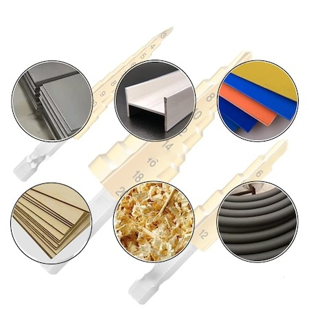 Set 3 mini burghie conice in trepte, 3-12mm / 4-12mm / 4-20mm cu geanta depozitare inclusa [5]