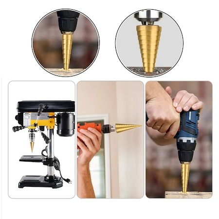 Set 3 mini burghie conice in trepte, 3-12mm / 4-12mm / 4-20mm cu geanta depozitare inclusa [6]