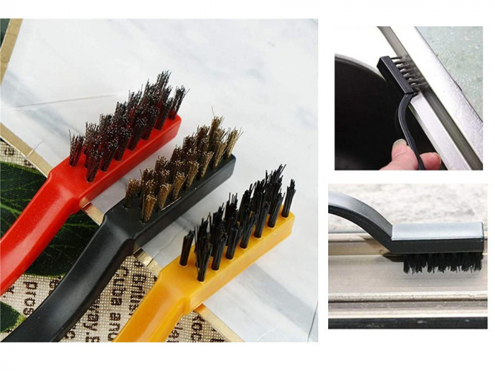 Set 3 mini perii de sarma pentru indepartarea murdariei si a ruginii din suprafete greu accesibile [6]