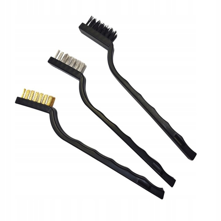Set 3 mini perii de sarma pentru indepartarea murdariei si a ruginii din suprafete greu accesibile - Negru [3]