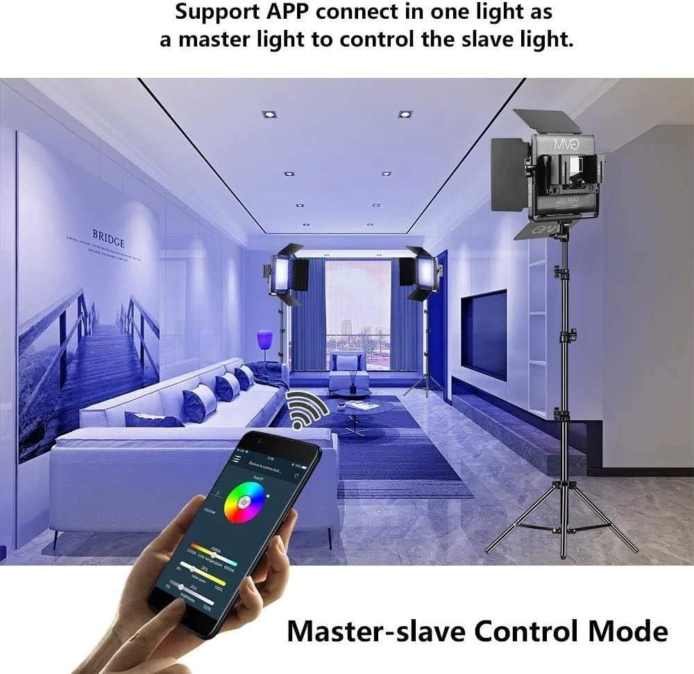Set 3 panouri video LED RGB cu 3 trepiede, control prin aplicatie Bluetooth, 3200K-5600K, CRI97+, 20 efecte speciale, pentru studio foto, filmare si streaming [4]
