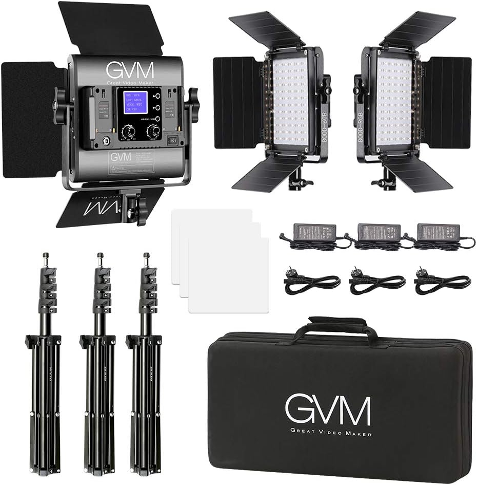 Set 3 panouri video LED RGB cu 3 trepiede, control prin aplicatie Bluetooth, 3200K-5600K, CRI97+, 20 efecte speciale, pentru studio foto, filmare si streaming [3]